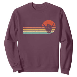 Shaka Hand Sweatshirt Retro Vintage Shaka Sign Rasta Hawaii Hawaiian TS10 Maroon Print Your Wear