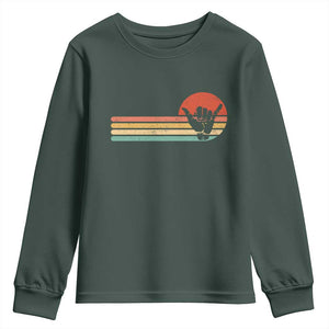 Shaka Hand Youth Sweatshirt Retro Vintage Shaka Sign Rasta Hawaii Hawaiian TS10 Dark Forest Green Print Your Wear
