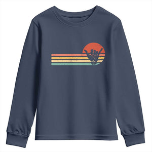 Shaka Hand Youth Sweatshirt Retro Vintage Shaka Sign Rasta Hawaii Hawaiian TS10 Navy Print Your Wear
