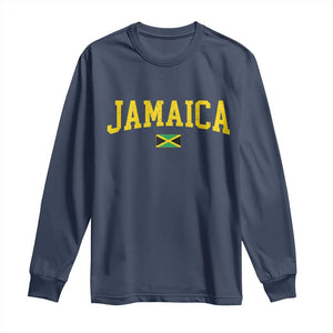 Vintage Jamaica Long Sleeve Shirt Retro Jamaican Flag National Pride Vacation TS10 Navy Print Your Wear