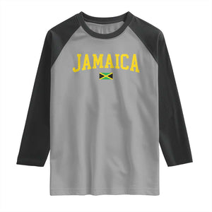 Vintage Jamaica Raglan Shirt Retro Jamaican Flag National Pride Vacation TS10 Sport Gray Black Print Your Wear