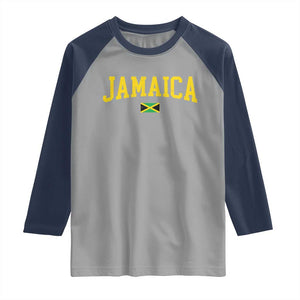 Vintage Jamaica Raglan Shirt Retro Jamaican Flag National Pride Vacation TS10 Sport Gray Navy Print Your Wear
