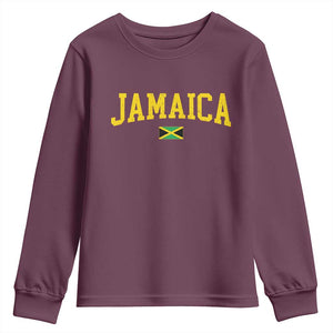 Vintage Jamaica Youth Sweatshirt Retro Jamaican Flag National Pride Vacation TS10 Maroon Print Your Wear