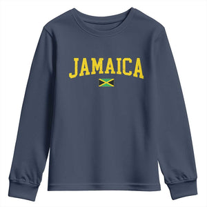 Vintage Jamaica Youth Sweatshirt Retro Jamaican Flag National Pride Vacation TS10 Navy Print Your Wear