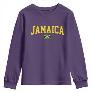 Vintage Jamaica Youth Sweatshirt Retro Jamaican Flag National Pride Vacation TS10 Purple Print Your Wear
