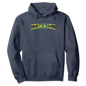 Jamaican Pride Hoodie Retro Jamaica Flag Distressed Varsity Lettering Style TS10 Navy Print Your Wear