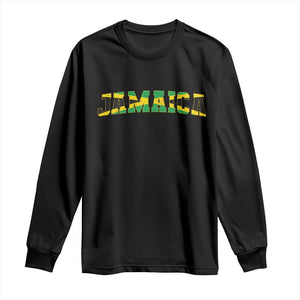 Jamaican Pride Long Sleeve Shirt Retro Jamaica Flag Distressed Varsity Lettering Style TS10 Black Print Your Wear