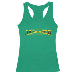 Jamaican Pride Racerback Tank Top Retro Jamaica Flag Distressed Varsity Lettering Style TS10 Irish Green Print Your Wear