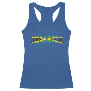Jamaican Pride Racerback Tank Top Retro Jamaica Flag Distressed Varsity Lettering Style TS10 Royal Blue Print Your Wear