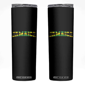 Jamaican Pride Skinny Tumbler Retro Jamaica Flag Distressed Varsity Lettering Style TS10 Black Print Your Wear