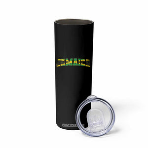 Jamaican Pride Skinny Tumbler Retro Jamaica Flag Distressed Varsity Lettering Style TS10 Print Your Wear