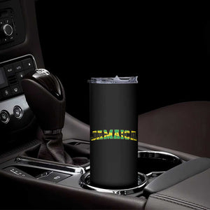 Jamaican Pride Skinny Tumbler Retro Jamaica Flag Distressed Varsity Lettering Style TS10 Print Your Wear