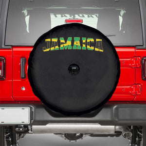 Jamaican Pride Spare Tire Cover Retro Jamaica Flag Distressed Varsity Lettering Style TS10 Black Print Your Wear