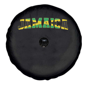Jamaican Pride Spare Tire Cover Retro Jamaica Flag Distressed Varsity Lettering Style TS10 Print Your Wear
