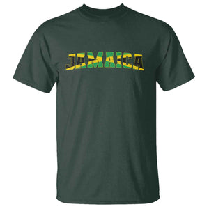 Jamaican Pride T Shirt Retro Jamaica Flag Distressed Varsity Lettering Style TS10 Dark Forest Green Print Your Wear