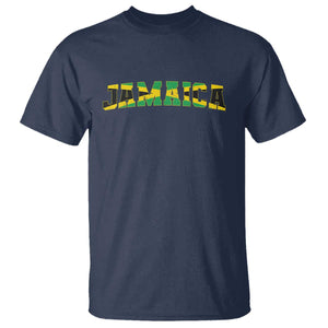 Jamaican Pride T Shirt Retro Jamaica Flag Distressed Varsity Lettering Style TS10 Navy Print Your Wear