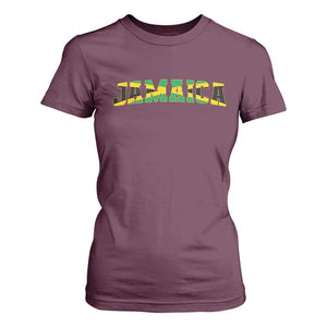 Jamaican Pride T Shirt For Women Retro Jamaica Flag Distressed Varsity Lettering Style TS10 Maroon Print Your Wear
