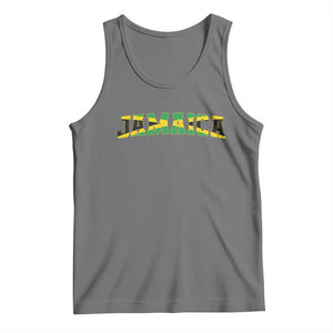 Jamaican Pride Tank Top Retro Jamaica Flag Distressed Varsity Lettering Style TS10 Black Heather Print Your Wear