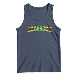 Jamaican Pride Tank Top Retro Jamaica Flag Distressed Varsity Lettering Style TS10 Navy Print Your Wear