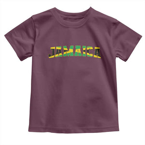 Jamaican Pride Toddler T Shirt Retro Jamaica Flag Distressed Varsity Lettering Style TS10 Maroon Print Your Wear