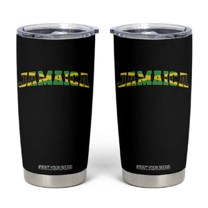 Jamaican Pride Tumbler Cup Retro Jamaica Flag Distressed Varsity Lettering Style TS10 Black Print Your Wear