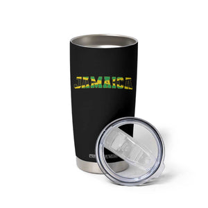 Jamaican Pride Tumbler Cup Retro Jamaica Flag Distressed Varsity Lettering Style TS10 Print Your Wear