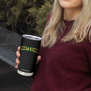 Jamaican Pride Tumbler Cup Retro Jamaica Flag Distressed Varsity Lettering Style TS10 Print Your Wear