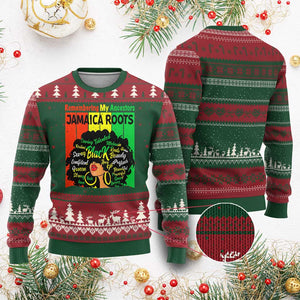 Proud Jamaican Afro Black Woman Ugly Christmas Sweater Remembering My Ancestors Jamaica Pride TS10 Red Green Print Your Wear