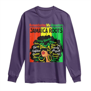 Proud Jamaican Afro Black Woman Long Sleeve Shirt Remembering My Ancestors Jamaica Pride TS10 Purple Print Your Wear