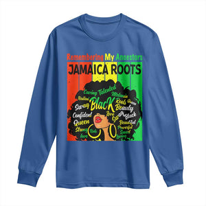 Proud Jamaican Afro Black Woman Long Sleeve Shirt Remembering My Ancestors Jamaica Pride TS10 Royal Blue Print Your Wear