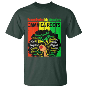 Proud Jamaican Afro Black Woman T Shirt Remembering My Ancestors Jamaica Pride TS10 Dark Forest Green Print Your Wear