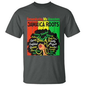Proud Jamaican Afro Black Woman T Shirt Remembering My Ancestors Jamaica Pride TS10 Dark Heather Print Your Wear