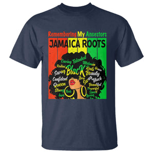 Proud Jamaican Afro Black Woman T Shirt Remembering My Ancestors Jamaica Pride TS10 Navy Print Your Wear