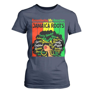 Proud Jamaican Afro Black Woman T Shirt For Women Remembering My Ancestors Jamaica Pride TS10 Navy Print Your Wear