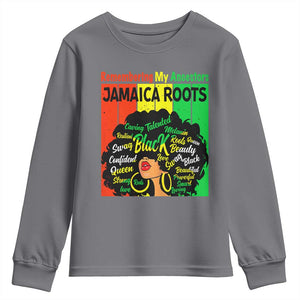 Proud Jamaican Afro Black Woman Youth Sweatshirt Remembering My Ancestors Jamaica Pride TS10 Charcoal Print Your Wear
