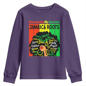 Proud Jamaican Afro Black Woman Youth Sweatshirt Remembering My Ancestors Jamaica Pride TS10 Purple Print Your Wear