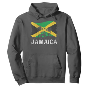 Jamaica Hoodie Retro Vintage Jamaican Pride Flag Lion Of Judah TS10 Dark Heather Print Your Wear