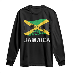 Jamaica Long Sleeve Shirt Retro Vintage Jamaican Pride Flag Lion Of Judah TS10 Black Print Your Wear