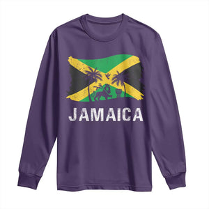 Jamaica Long Sleeve Shirt Retro Vintage Jamaican Pride Flag Lion Of Judah TS10 Purple Print Your Wear
