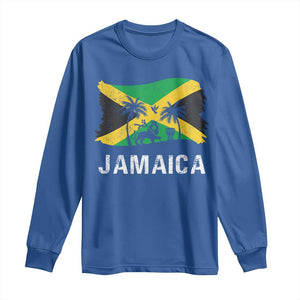 Jamaica Long Sleeve Shirt Retro Vintage Jamaican Pride Flag Lion Of Judah TS10 Royal Blue Print Your Wear