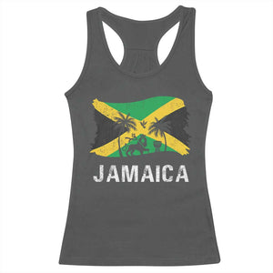Jamaica Racerback Tank Top Retro Vintage Jamaican Pride Flag Lion Of Judah TS10 Dark Heather Print Your Wear