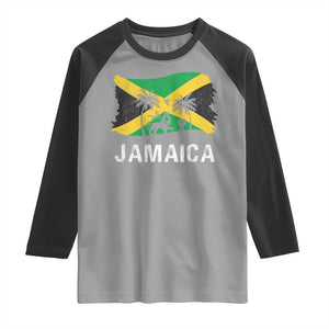 Jamaica Raglan Shirt Retro Vintage Jamaican Pride Flag Lion Of Judah TS10 Sport Gray Black Print Your Wear
