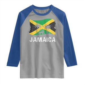 Jamaica Raglan Shirt Retro Vintage Jamaican Pride Flag Lion Of Judah TS10 Sport Gray Royal Print Your Wear