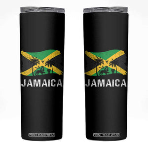 Jamaica Skinny Tumbler Retro Vintage Jamaican Pride Flag Lion Of Judah TS10 Black Print Your Wear