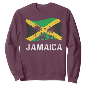 Jamaica Sweatshirt Retro Vintage Jamaican Pride Flag Lion Of Judah TS10 Maroon Print Your Wear