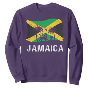 Jamaica Sweatshirt Retro Vintage Jamaican Pride Flag Lion Of Judah TS10 Purple Print Your Wear