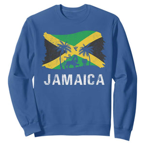 Jamaica Sweatshirt Retro Vintage Jamaican Pride Flag Lion Of Judah TS10 Royal Blue Print Your Wear