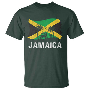 Jamaica T Shirt Retro Vintage Jamaican Pride Flag Lion Of Judah TS10 Dark Forest Green Print Your Wear