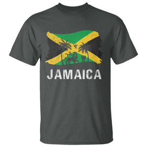 Jamaica T Shirt Retro Vintage Jamaican Pride Flag Lion Of Judah TS10 Dark Heather Print Your Wear