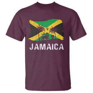 Jamaica T Shirt Retro Vintage Jamaican Pride Flag Lion Of Judah TS10 Maroon Print Your Wear